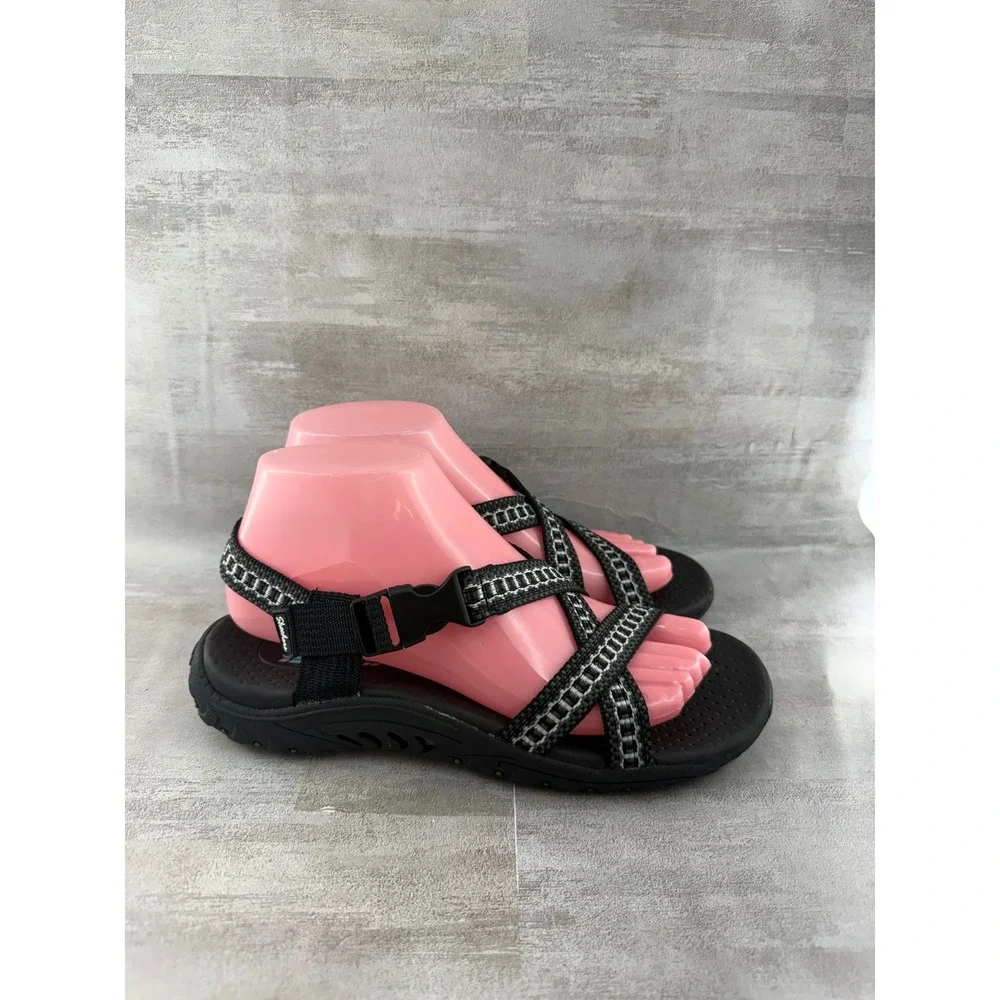 Skechers Outdoor Lifestyle Women Black White Strappy Sport Sandals Size 7